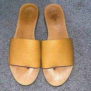 MADEWELL THE BOARDWALK POST SLIDE SANDAL in DESERT CAMEL LEATHER - EUC - Size 9